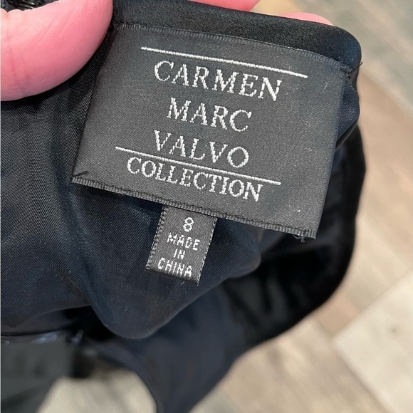 Carmen Marc Valvo Black Pleated Back Zip Close Long Back Formal Skirt Size 8 - Picture 4 of 10